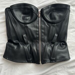 Black Faux Leather Corset